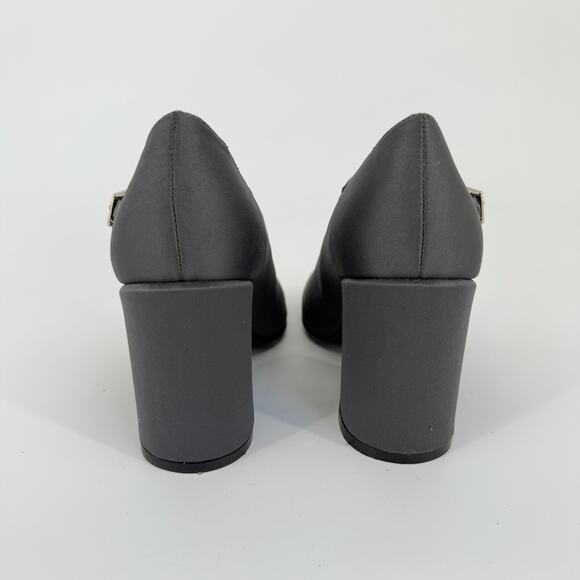 Vtg Unlisted Gray Mary Jane Heels Size 7.5 Block Pump Y2K Square Toe Retro - Picture 4 of 11